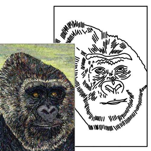 Gorilla Rug Hooking Pattern 13x20 - Michele Micarelli Rugs